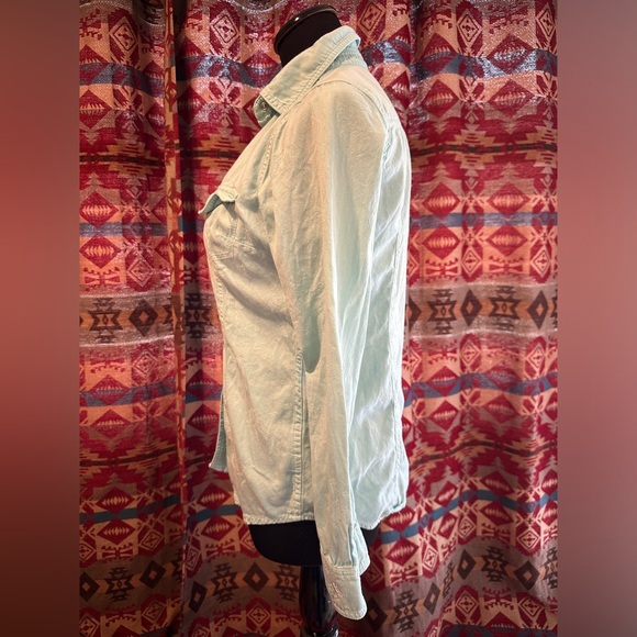 Barn Fly Trading Size Small Light Turquoise Bucking Horse Button Up Shirt - Picture 4 of 8